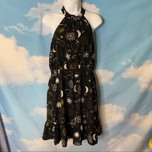 Lost & Wander- Sun & Moon Print Black Dress size Medium